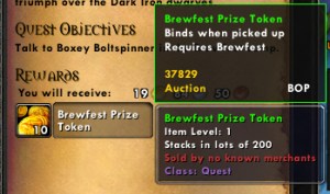 brewfest token wow world of warcraft pet battles